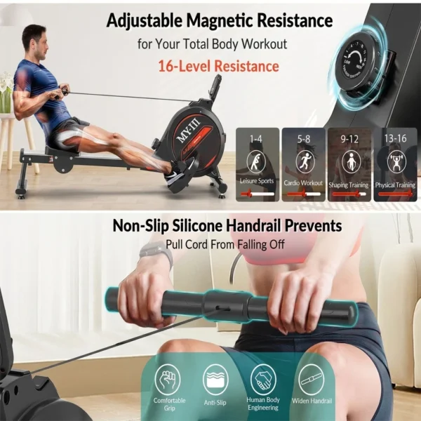 MY-HI Foldable Magnetic Rowing Machine