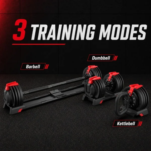 3 In 1 Adjustable Dumbbell Set 24KG