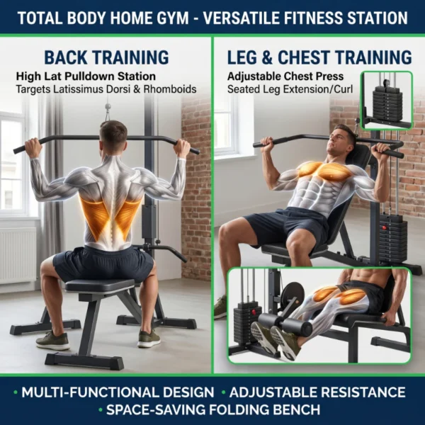 Adjustable Weight Bench with Lat Pulldown